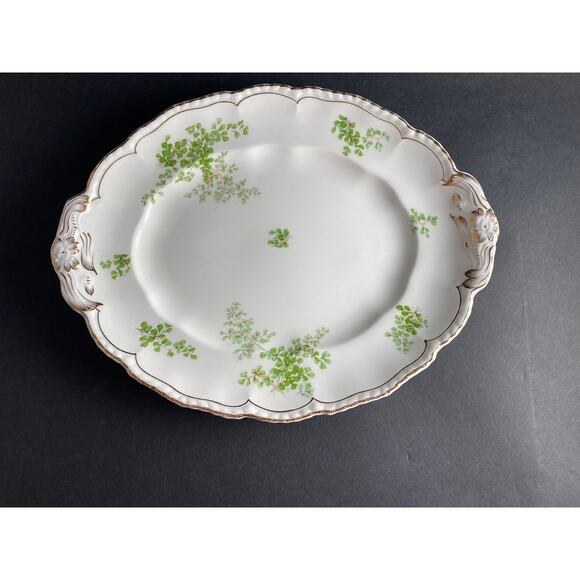 Antique John Maddock and Sons Shamrock Platter|Late 1800s Royal Vitreous England - Picture 1 of 6